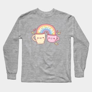 Cute Teacups Bes Teas Besties Pun Rainbow Long Sleeve T-Shirt